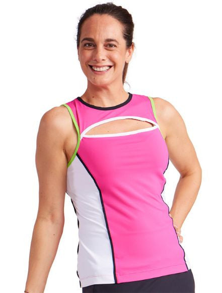 Keyhole Pickleball Tank - Preppy Pink